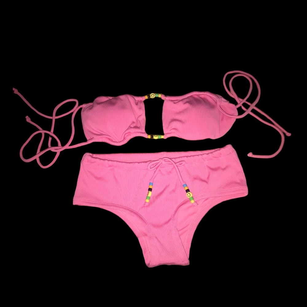 Pink Forever 21 Strapless Bikini